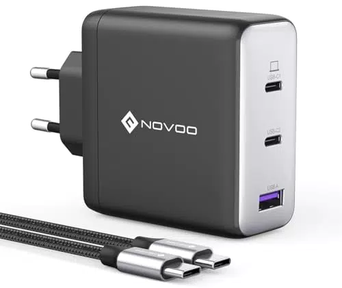 NOVOO 120W USB C Ladegerät GaN III 3-Port für MacBook Pro, Dell XPS, iPhone 15