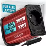 Odoga Wechselrichter 12V auf 230V – 300W Inverter mit USB-C und USB-A Anschluss