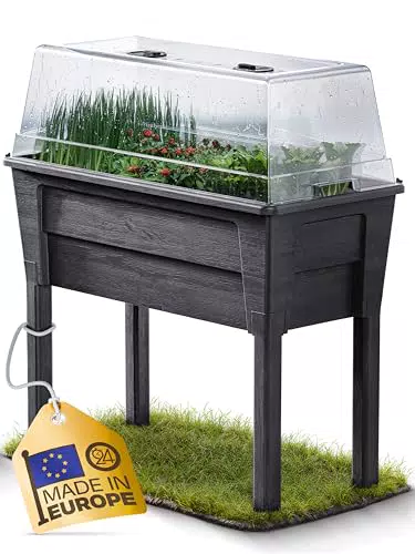 Ondis24 Victoria Hochbeet Blumenkübel mit Gewächshaus und Tröpfchenbewässerung