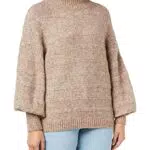ONLY Damen ONLCELINA Life L/S HIGH CC KNT Pullover, Chestnut/Detail:W. Melange