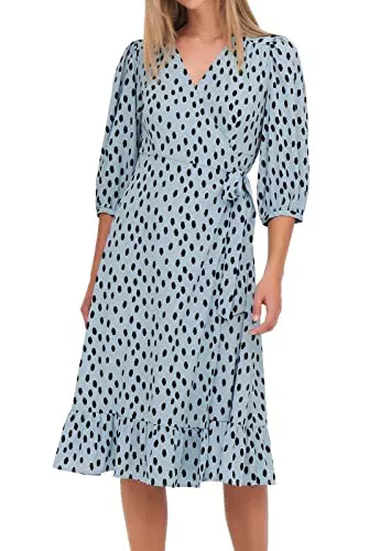 ONLY Damen Kleid ONLOLIVIA 3/4 Wickel Midi Kleid