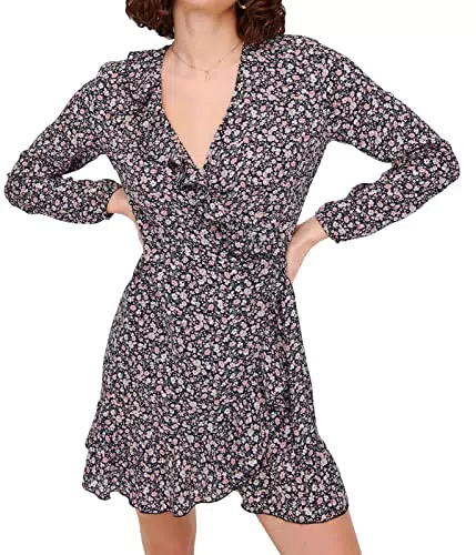 ONLY Onlcarly L/S Wrap Short Dress - Elegantes Damenkleid für jeden Anlass