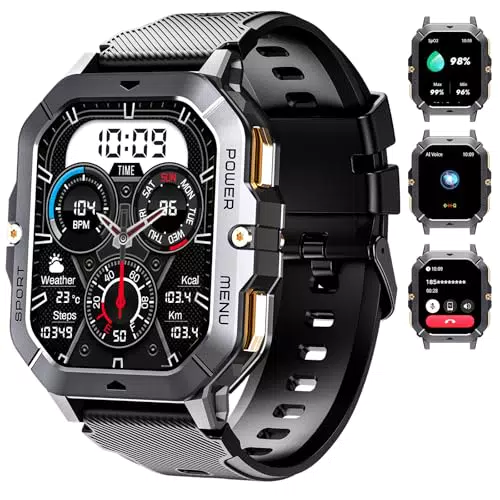OUKITEL Smartwatch Herren - Impermeable IP68, 100+ Sportmodi, Bluetooth-Anrufe