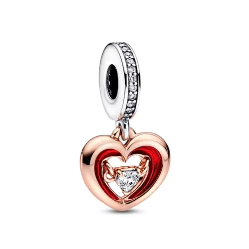 PANDORA Herz Charm-Anhänger aus Sterlingsilber, kompatibel mit Moments Armbändern