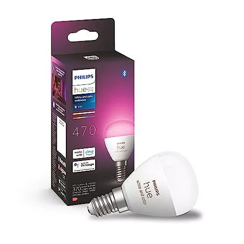 Philips Hue E14 LED Lampe, dimmbar für smartes Lichtsystem mit Sprachsteuerung