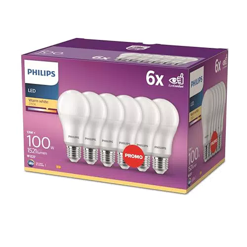 Philips LED Classic E27 Lampe, energiesparend und langlebig für warmweißes Licht