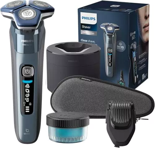 PHILIPS Shaver Series 7000 – Elektrischer Rasierer mit Trimmer und Reiseetui S7887/35