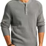PJ PAUL JONES Business Pullover Herren mit Rundhals und Henley Kragen