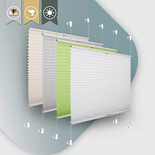 Easyfix Plissee ohne Bohren Klemmfix Jalousie Sonnenschutz für Fenster und Tür
