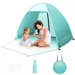 **Pop up Strandmuschel - UV Schutz Zelt für Familie mit Reißverschluss und Schnallen**