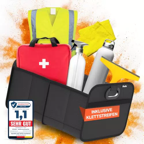 POUKO® Kofferraum Organizer - Extrem stabiler Auto Organizer mit Anti-Rutsch-Klett