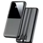 Power Bank 20000mAh, Tragbares Ladegerät mit 3 Anschlüssen & 2 integrierten Kabeln