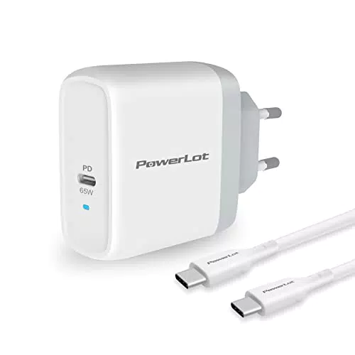 PowerLot 65W GaN USB C Ladegerät mit 1.8M Kabel – Schnellladegerät für MacBook & mehr