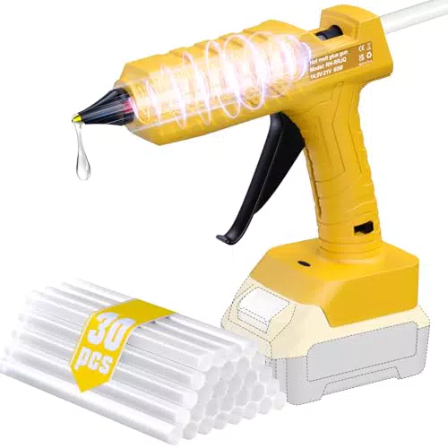 Powtree Heißklebepistole Akku für Dewalt 20V – kabellos und schnell aufheizend