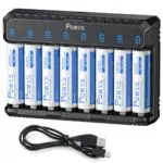 POWXS Akku Ladegerät für AA Akkus - Universelles Ladegerät mit LED Anzeige