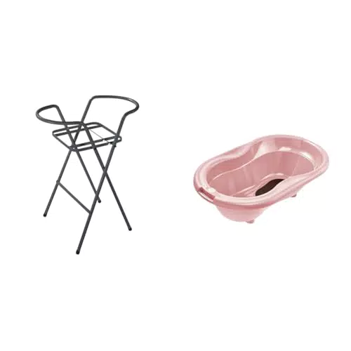 Rotho Babydesign Badewanne mit zusammenklappbarem Badewannenständer für Neugeborene