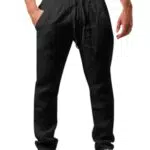 Runcati Herren Leinenhose Lang Sommerhose Loose Fit mit Kordelzug für Freizeit