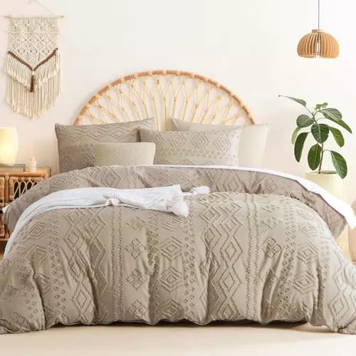 Sedefen Wendebettwäsche Set Geometrisches Muster Shabby Chic Bettbezug mit Reißverschluss