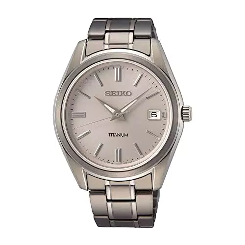 Seiko Herren-Uhr Quarz Titan mit Edelstahlband SUR369P1
