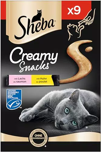 Sheba Katzensnacks - Leckere Creamy Snacks für Katzen - Huhn, Lachs, Rind