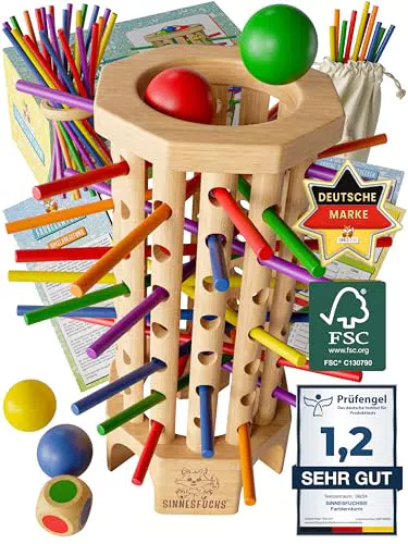 SINNESFUCHS® Farblernturm - Montessori Holzspielzeug für Kinder ab 3 Jahren