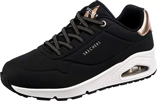 Skechers Damen Uno Shimmer Away Sneaker aus durablem Durabuck und Duraleather