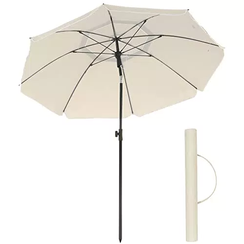 SONGMICS GPU65WTV1 Sonnenschirm, neigbar & höhenverstellbar, ideal für Balkon und Garten