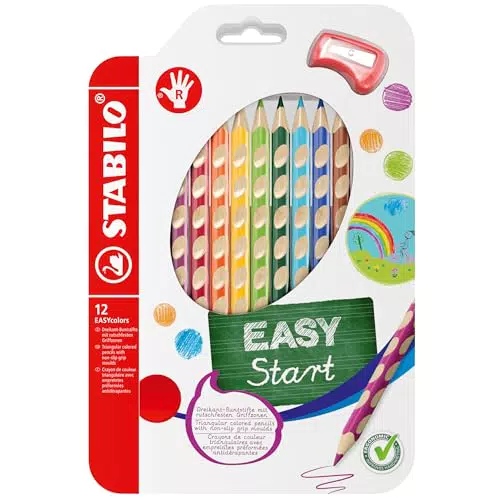 STABILO - Ergonomischer Buntstift für Rechtshänder - EASYcolors - 24er Pack - mit 24 verschiedenen Farben