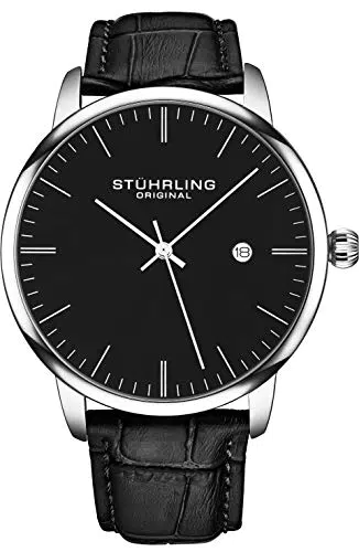 Stuhrling Original Herren-Armbanduhr mit minimalistischem Zifferblatt und Datum