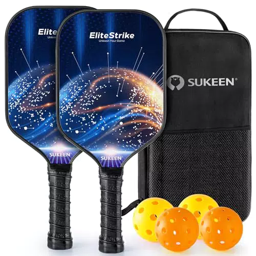 Sukeen Pickleball Schläger Set - Fiberglas Schläger für Innen und Außen mit Tasche