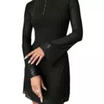 SweatyRocks Damen A-Linien Minikleid mit Mesh und ausgestellten Ärmeln