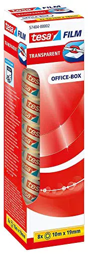 tesafilm transparent - Transparentes Klebeband mit starker Haftung - alterungsbeständig und reißfest - 10 m x 19 mm - 1er Pack