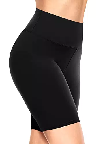 Sportliche Damen Radlerhose mit hoher Taille für Yoga und Gym - Schwarz