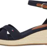 Tommy Hilfiger Wedge Sandalen Flag Criss-Cros mit Knöchelriemen für Damen