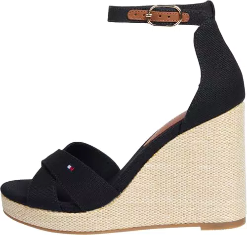 Tommy Hilfiger Damen Wedge Sandalen Flag High Crisscross mit Knöchelriemen