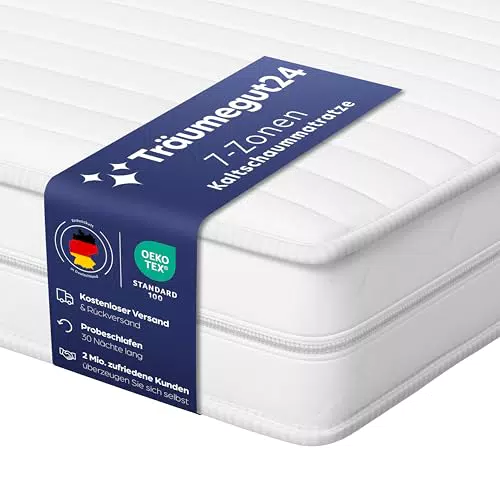 Träumegut24 AquaFlex 7-Zonen Kaltschaummatratze - Ergonomisch & Hypoallergen