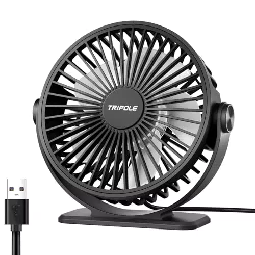 TriPole Mini Ventilator – Leiser USB Tischventilator mit 3 Geschwindigkeiten, 360° Neigung
