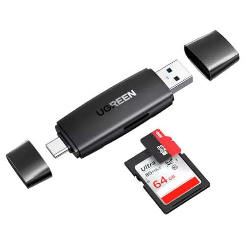 UGREEN SD Kartenleser Dual Stecker USB-C und USB 3.0 für iPhone und Android