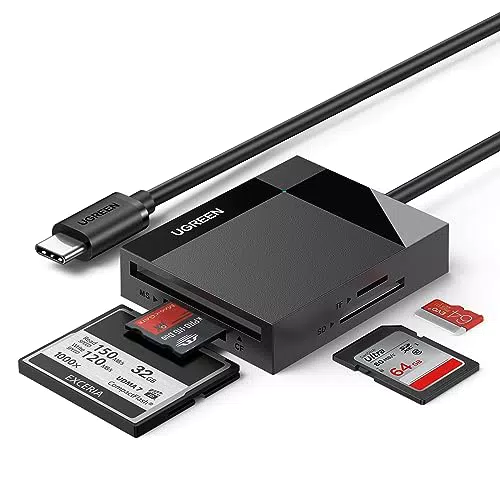 UGREEN 4-in-1 USB-C Kartenleser für SD/Micro SD/CF – Kompatibel mit iPhone 15 Pro Max, Galaxy S23, MacBook Pro/Air