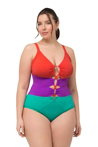 Ulla Popken Damen Badeanzug Lisa Colourblock