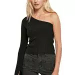 Urban Classics Damen Ladies Short Rib Knit One Sleeve Sweater Sweatshirt