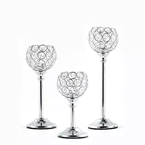 VINCIGANT Kristall Kerzenständer für Weihnachtsdeko - Modernes Teelichthalter Set