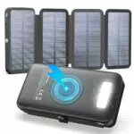 FEELLE Wireless Solar Powerbank 27000mAh mit 22,5W Schnellladung und 4 Solarpanel