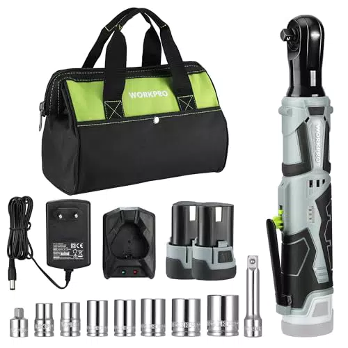 WORKPRO Elektrischer Ratschenschlüssel 12V mit LED-Licht und Aufbewahrungstasche