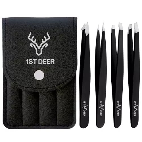 Deer Präzisions-Pinzetten Set – Zupfpinzetten für Augenbrauen und Gesichtshaarentfernung