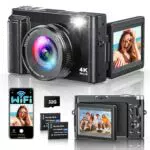 DIGICAM 4K 64MP Digitalkamera mit WLAN, 16X Zoom und 180° Flip Screen für Vlogging