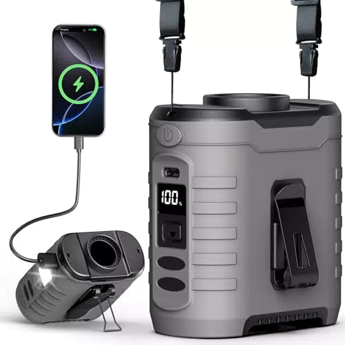 Brandname 6-in-1 Taillenclip Ventilator mit 10000 mAh Akku und COB-Licht