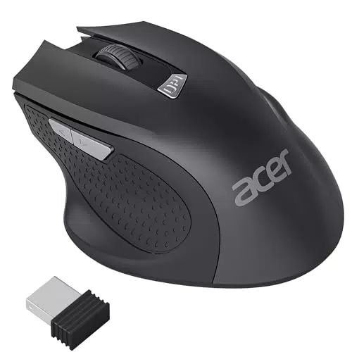 Acer Kabellose Ergonomische Funkmaus mit 800/1200/1600 DPI für PC, Laptop und MacBook