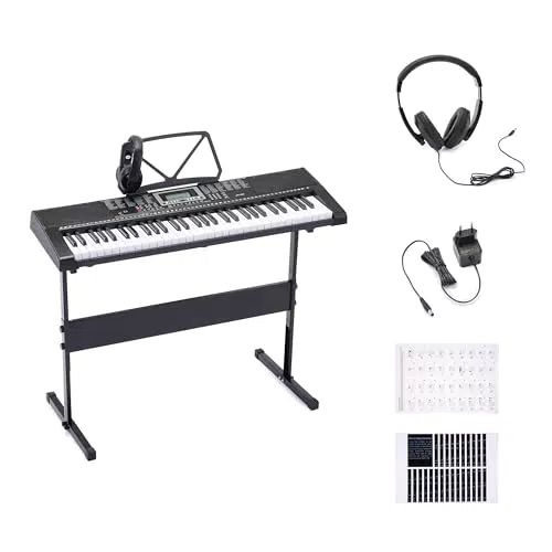 Amazon Basics Digitalpiano 61 Tasten für Anfänger mit Lautsprechern und 255 Klängen