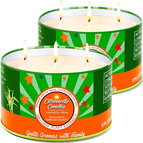 Aottom Citronella Kerze für Garten und Outdoor-Aktivitäten mit 3 Dochten